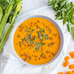Creamy Italian-Style Sausage & Mixed Vegetable Soup with Basil
