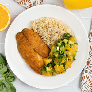 Pan-Fried Tilapia with Couscous & Orange Avocado Salad