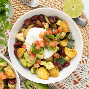 Potato, Zucchini & Kidney Bean Bake with Avocado Pico de Gallo