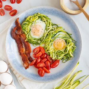 Pan-Fried Zucchini Egg Nests with Bacon & Tomato