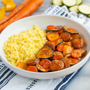 BBQ Roasted Sausage, Carrot, Zucchini & Pepper Medley with Couscous