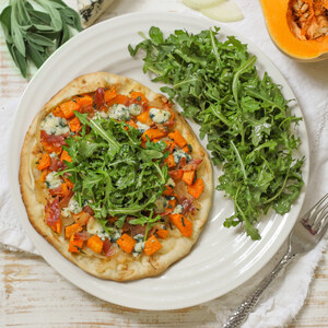 Butternut Squash, Prosciutto & Blue Cheese Flatbread with Arugula