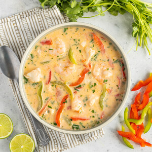 Brazilian Seafood Stew (Moqueca) with Shrimp, Cod, Bell Pepper & Lime