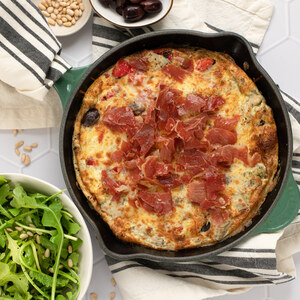 Cheesy "Antipasti" Frittata with Prosciutto & Pine Nut-Arugula Salad