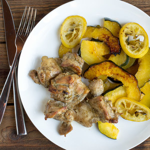 Garlic & Sage Chicken Thighs with Maple Roasted Acorn Squash