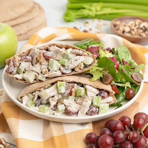 Waldorf Chicken Salad Pitas with Mixed Greens & Red Grape Salad