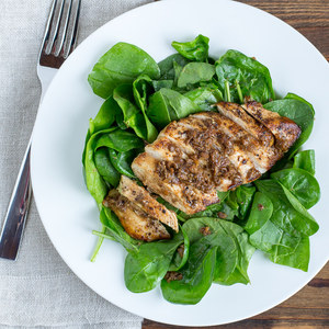 Chicken with Mustard Cream Sauce & Spinach Salad