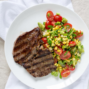 Grilled Steak with Tomato, Corn & Avocado Salad