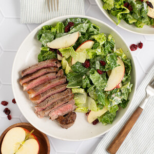 Seared Striploin Steak with Apple, Cranberry & Blue Cheese Salad