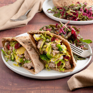 Turkey, Brussels Sprout & Goat Cheese Pita with Beet-Arugula Salad